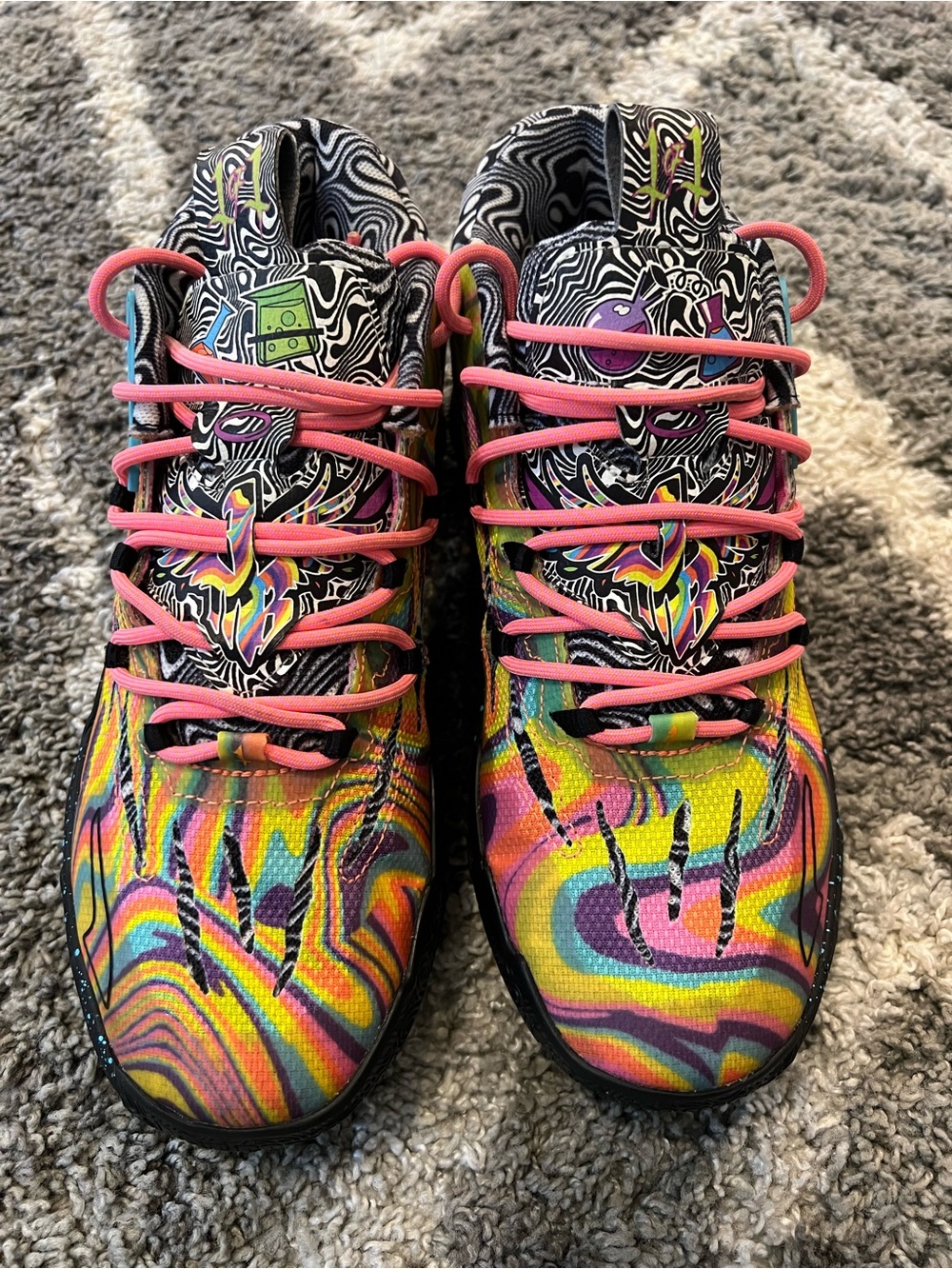 Puma Women’s Multicolor Psychedelic Dexter’s Laboratory Sneakers with Pink Laces
